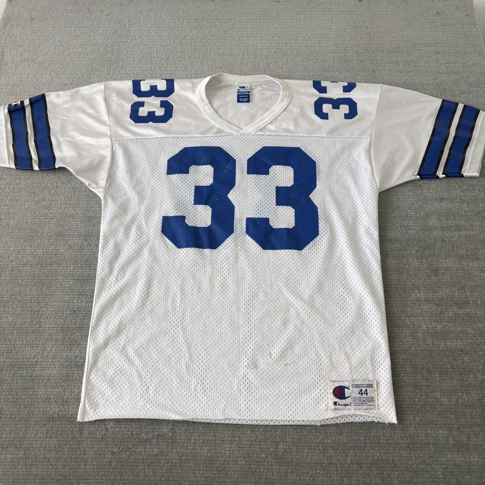 VTG Champion Jersey Tony Dorsett Dallas Cowboys Mens 44 White #33 Football